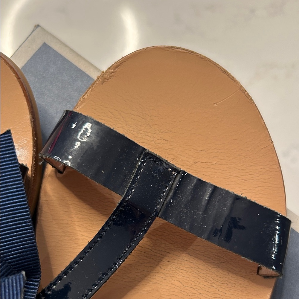Jacadi Navy Blue Kids Sandals with Bow - Picture 9 of 12